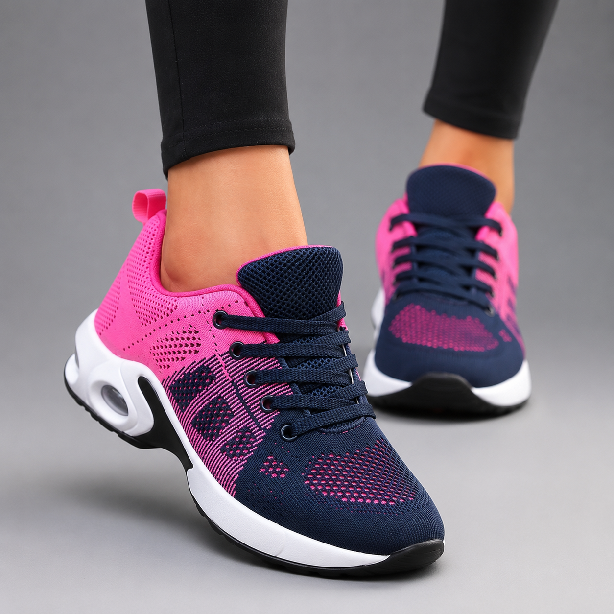 Women's Breathable Knit Walking Sneakers – Air Cushion Sole, Ergonomic Support