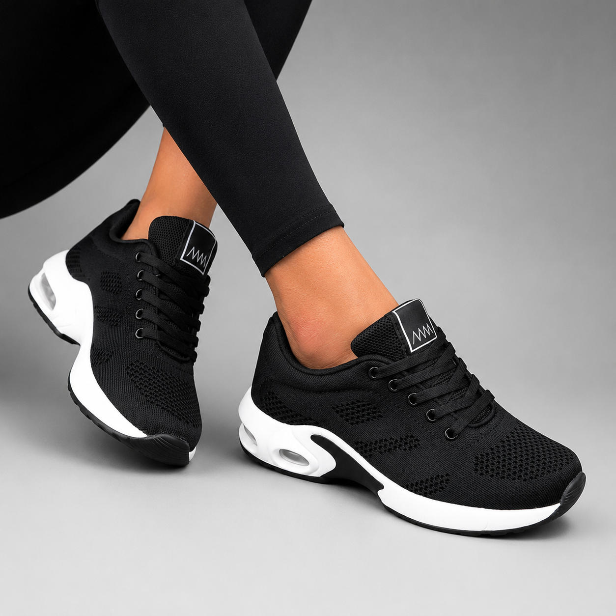 Women's Breathable Knit Walking Sneakers – Air Cushion Sole, Ergonomic Support