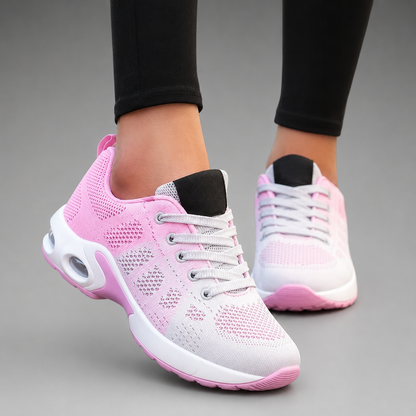 Women's Breathable Knit Walking Sneakers – Air Cushion Sole, Ergonomic Support