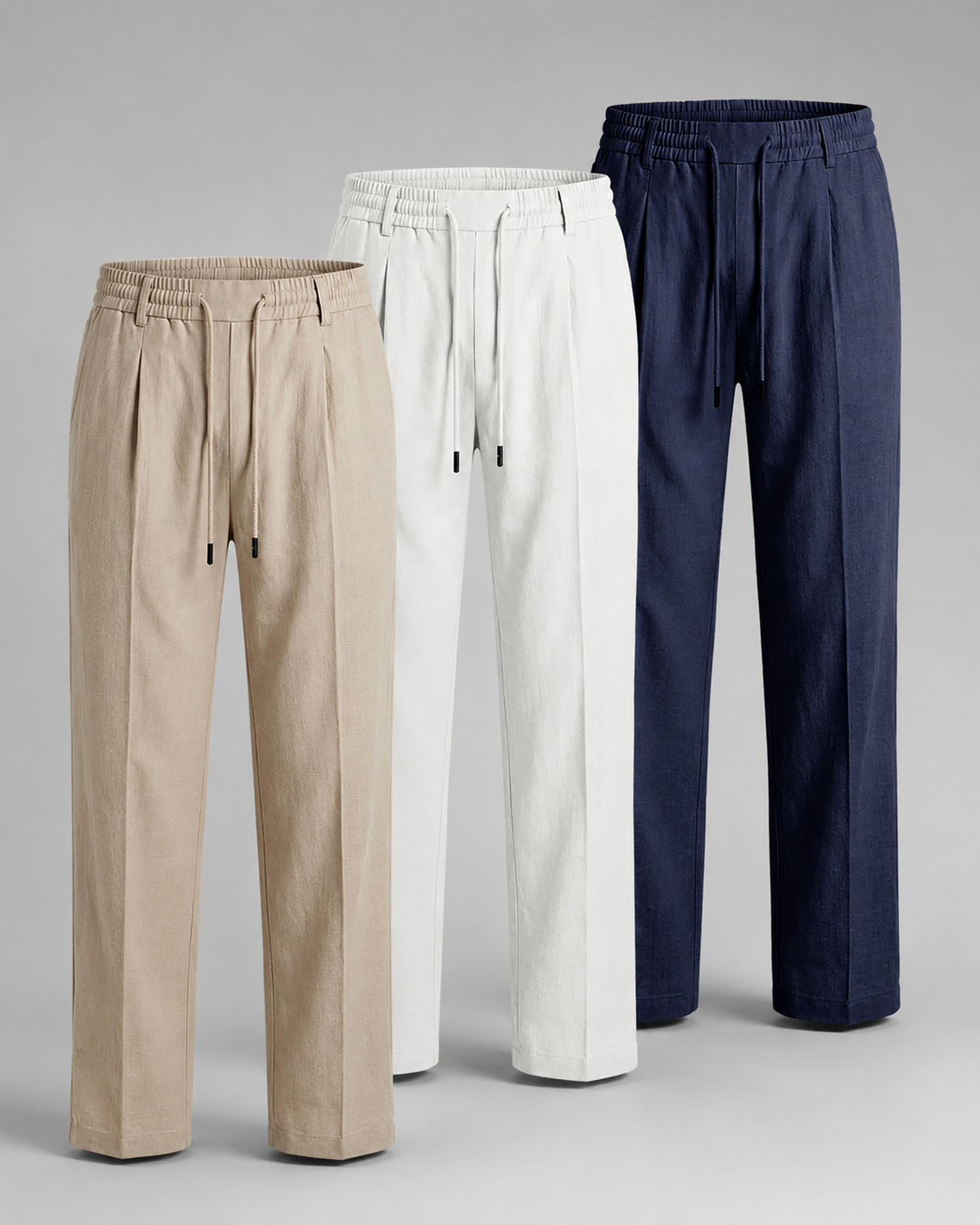 Men's Precision-Woven Cooling Fabric Straight Leg Pants – Relaxed Fit with Adjustable Drawstring Waist