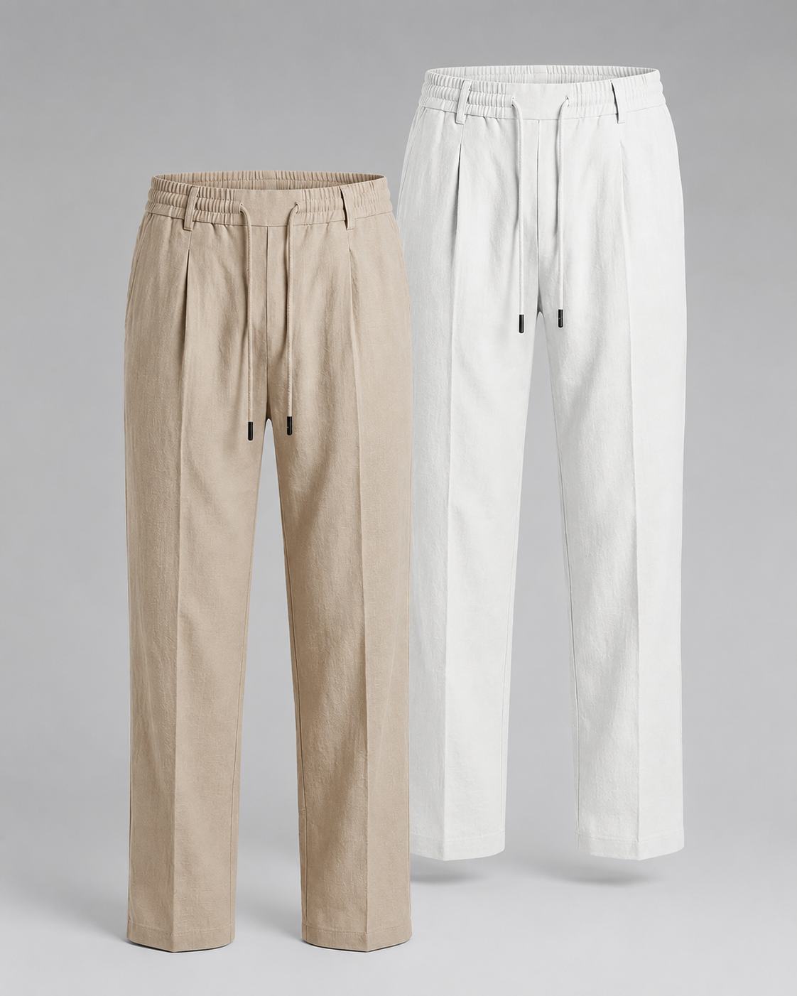 Men's Precision-Woven Cooling Fabric Straight Leg Pants – Relaxed Fit with Adjustable Drawstring Waist