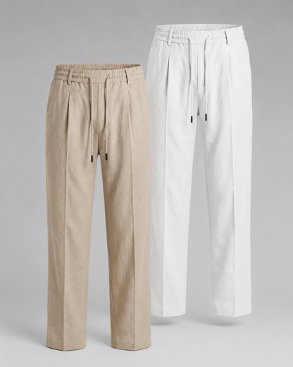 Men's Precision-Woven Cooling Fabric Straight Leg Pants – Relaxed Fit with Adjustable Drawstring Waist