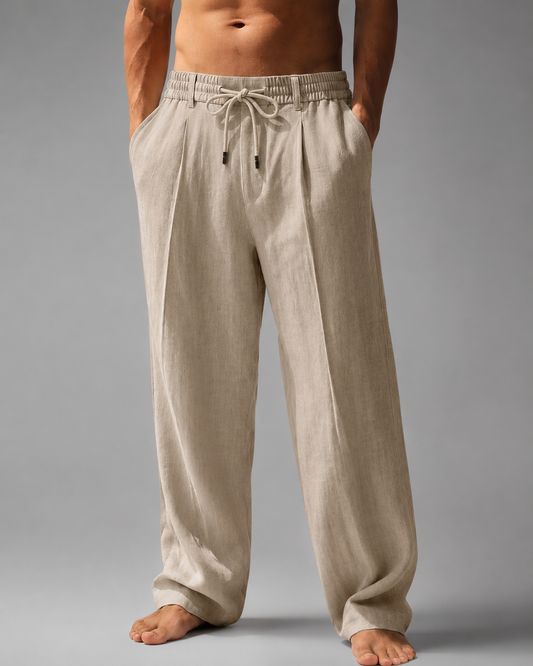 Men's Precision-Woven Cooling Fabric Straight Leg Pants – Relaxed Fit with Adjustable Drawstring Waist
