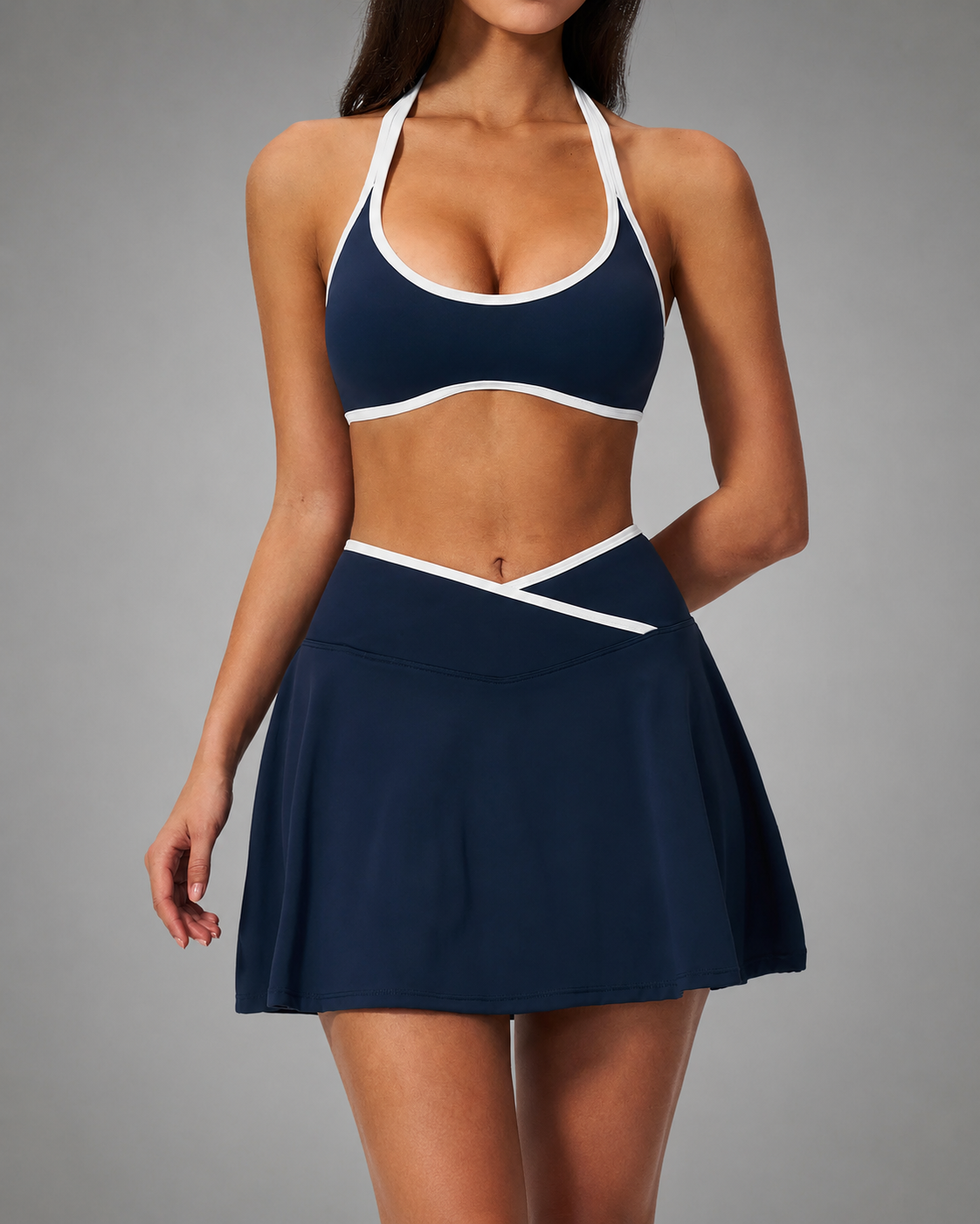 Women's Pickleball Activewear Set – Shockproof Sports Bra with Skirt
