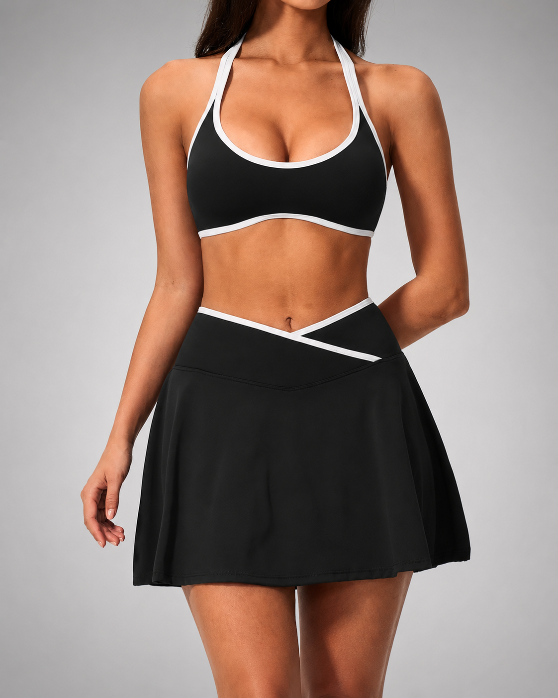 Women's Pickleball Activewear Set – Shockproof Sports Bra with Skirt