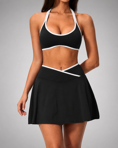 Women's Pickleball Activewear Set – Shockproof Sports Bra with Skirt