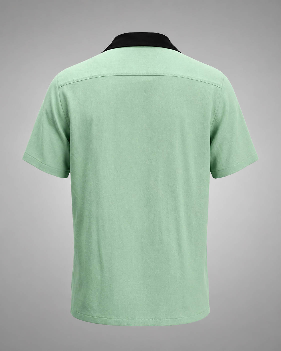 Men's Cotton Retro Bowling Shirt – Contrast Piping with Camp Collar – Regular Fit