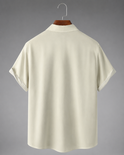 Men's Lightweight  Short Sleeve Bowling Shirt – Geometric Patterns with Button Closure and Spread Collar