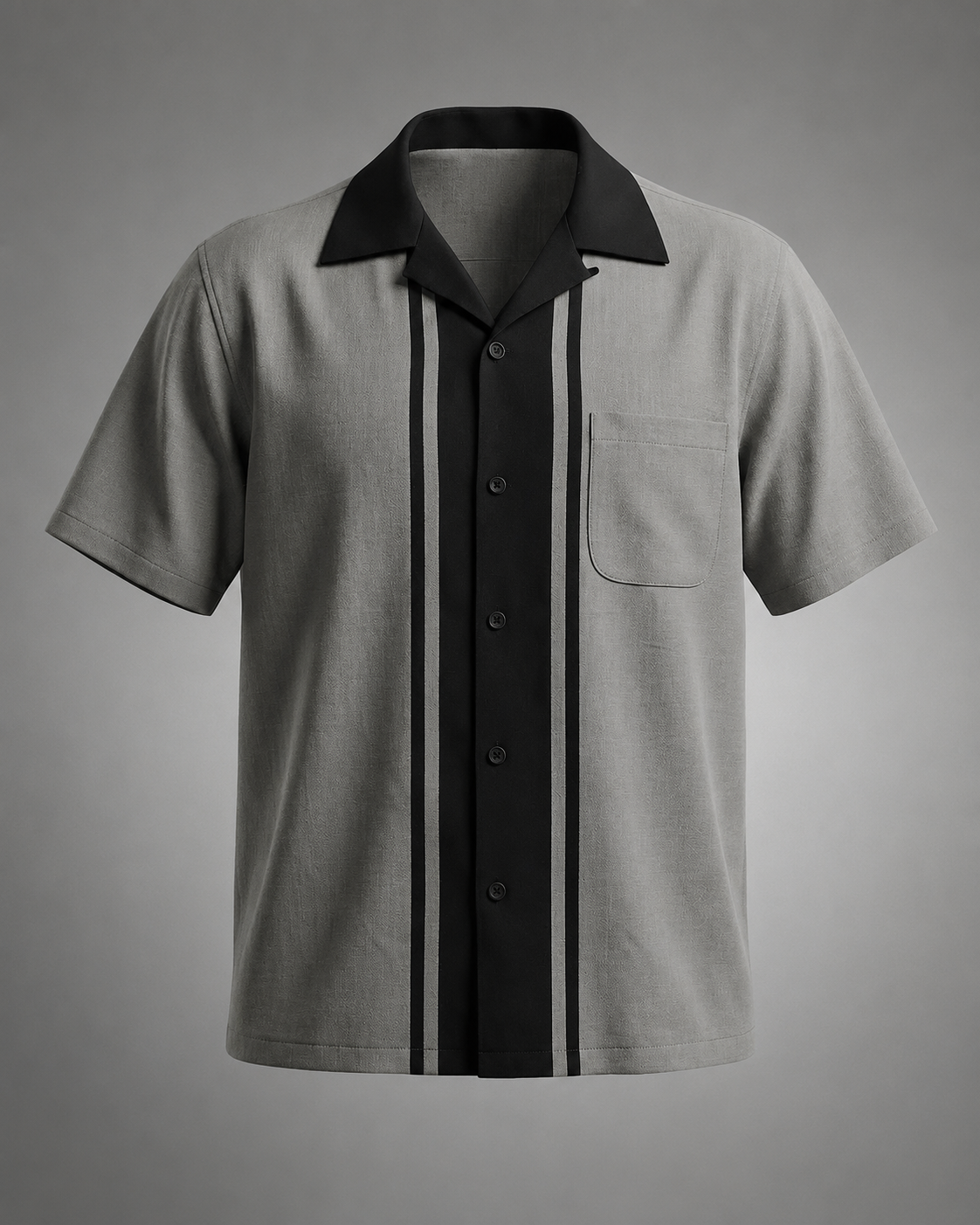 Men's Cotton Bowling Shirt – Regular Fit with Camp Collar – Button Closure