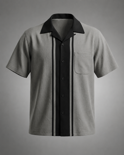 Men's Cotton Bowling Shirt – Regular Fit with Camp Collar – Button Closure