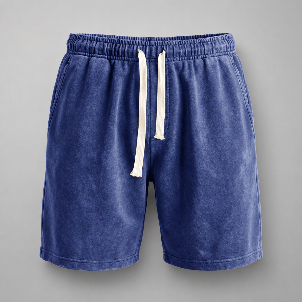 Men's Washed Cotton Drawstring Shorts – Relaxed Fit Above Knee