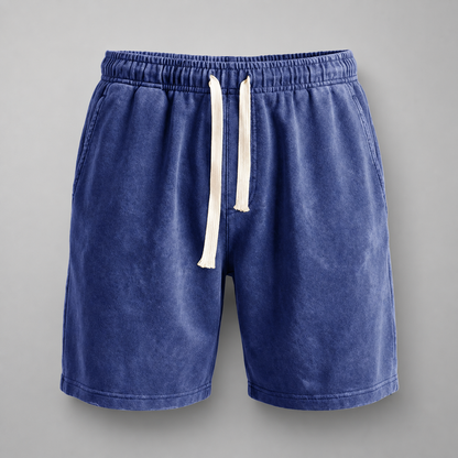 Men's Washed Cotton Drawstring Shorts – Relaxed Fit Above Knee