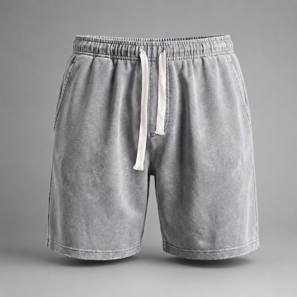 Men's Washed Cotton Drawstring Shorts – Relaxed Fit Above Knee