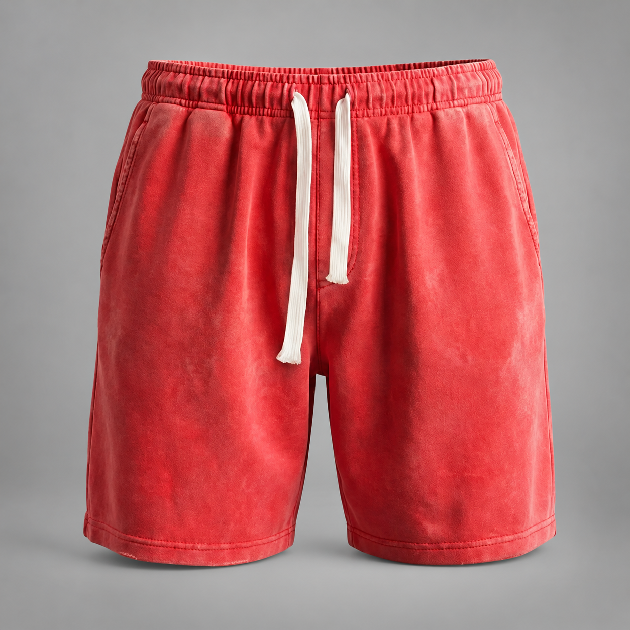 Men's Washed Cotton Drawstring Shorts – Relaxed Fit Above Knee