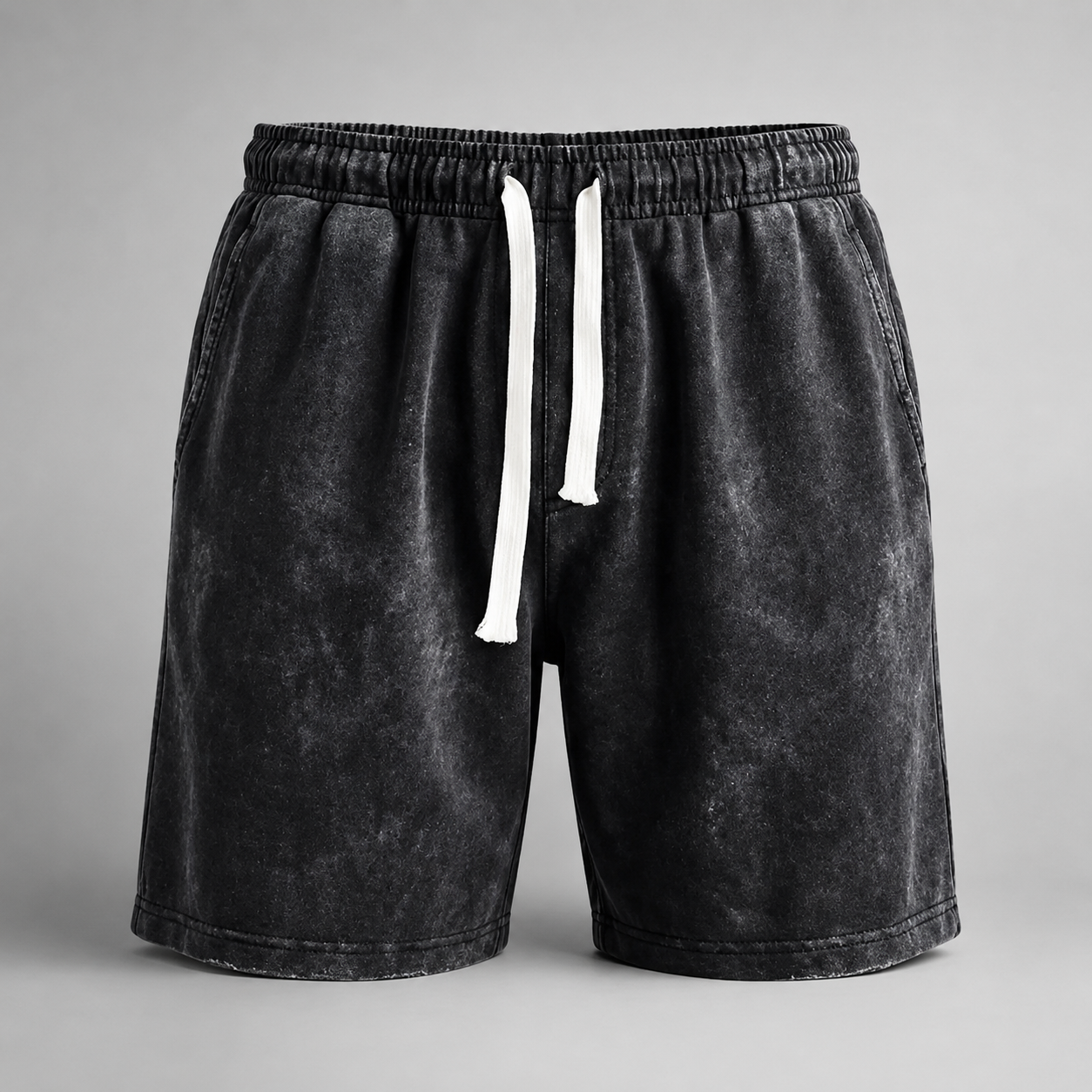 Men's Washed Cotton Drawstring Shorts – Relaxed Fit Above Knee
