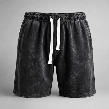Men's Washed Cotton Drawstring Shorts – Relaxed Fit Above Knee
