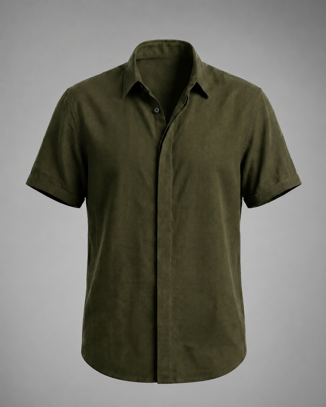 Men's Linen Cotton Blend Short Sleeve Shirt – Slim Fit with Spread Collar
