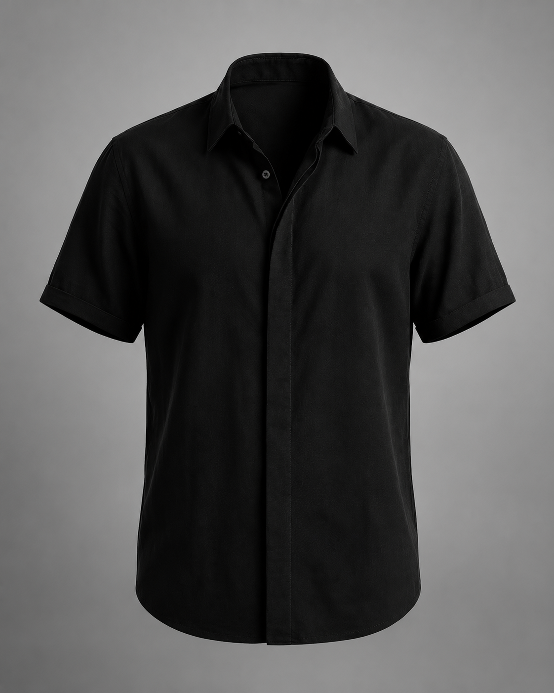 Men's Linen Cotton Blend Short Sleeve Shirt – Slim Fit with Spread Collar