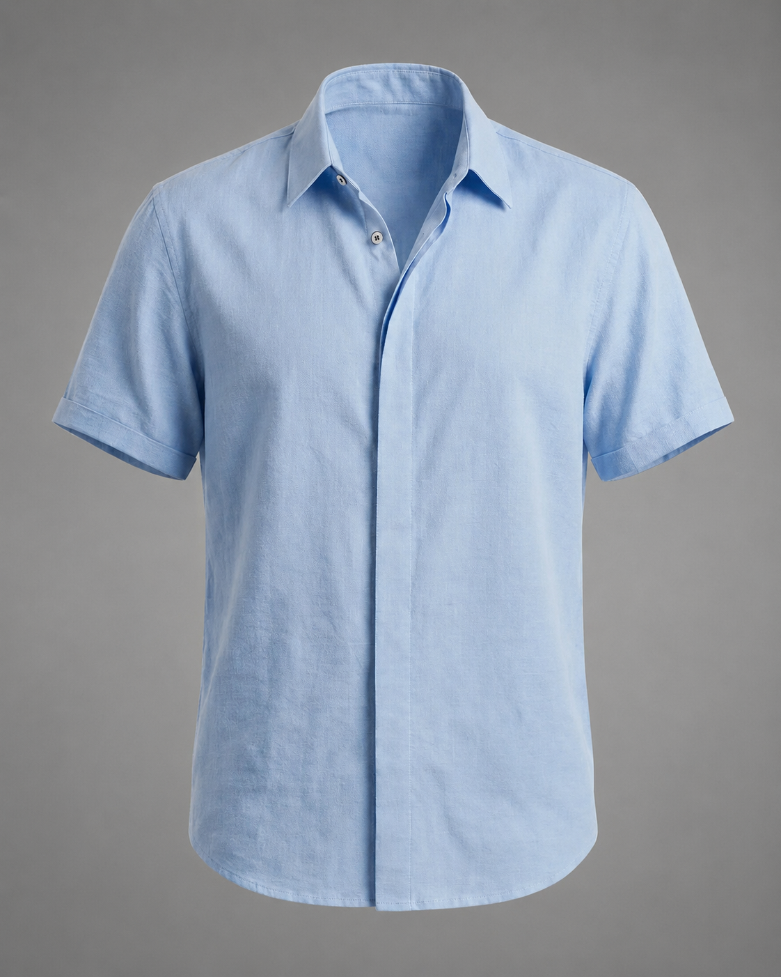 Men's Linen Cotton Blend Short Sleeve Shirt – Slim Fit with Spread Collar
