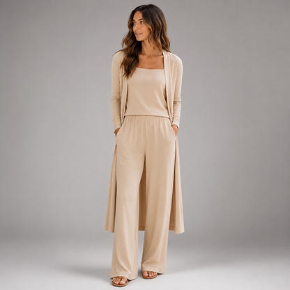 Women's Relaxed Fit Essential Set – Soft Stretchy Fabric with Square Neckline Tank and Elastic Waistband