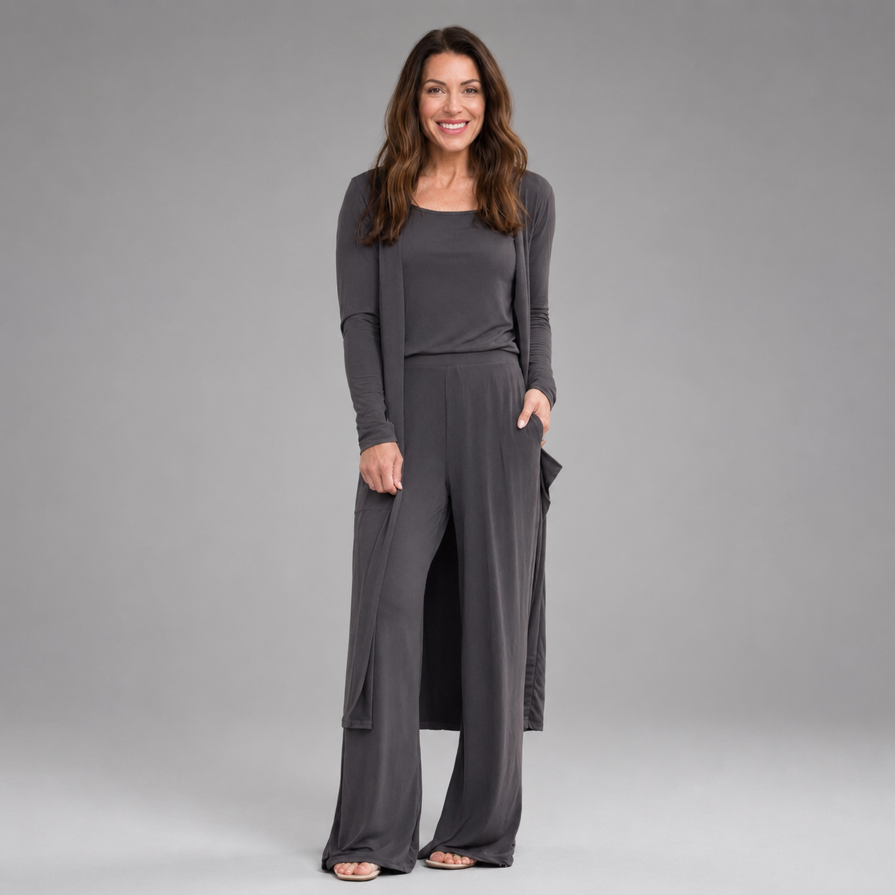 Women's Relaxed Fit Essential Set – Soft Stretchy Fabric with Square Neckline Tank and Elastic Waistband