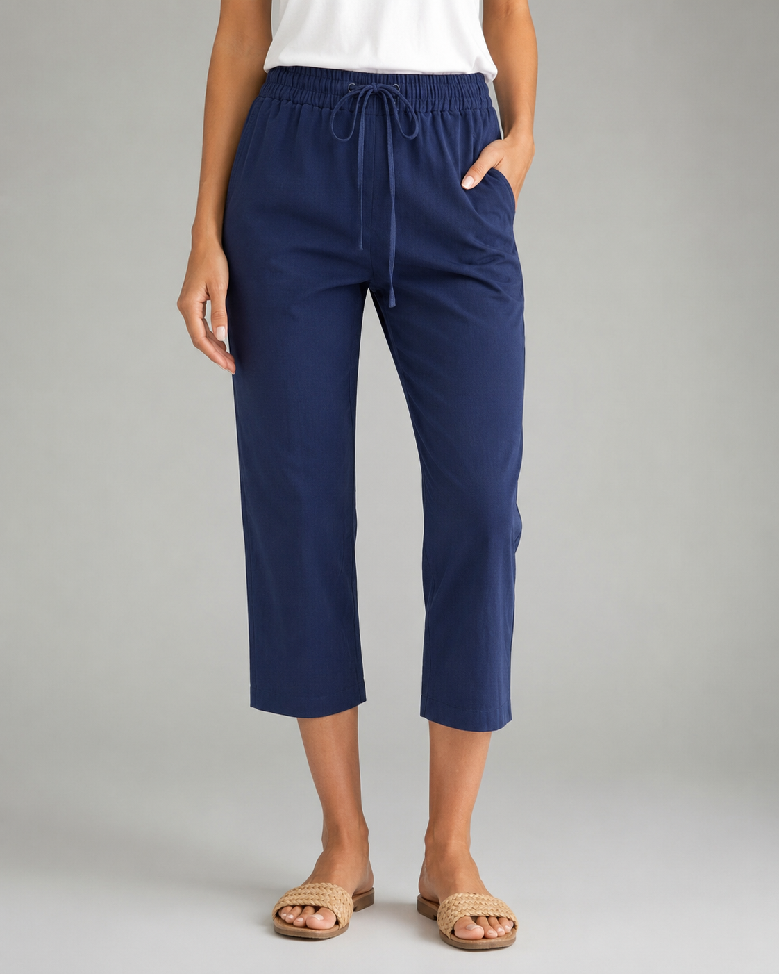 Women's Cotton Linen Pants – Relaxed Fit with Button-Front Closure