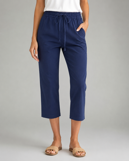 Women's Cotton Linen Pants – Relaxed Fit with Button-Front Closure