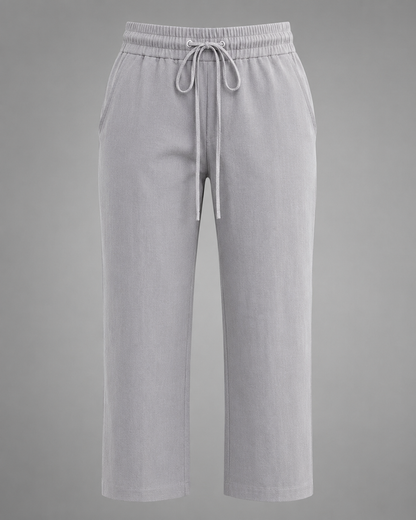 Women's Cotton Linen Pants – Relaxed Fit with Button-Front Closure
