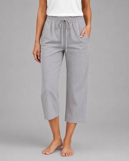Women's Cotton Linen Pants – Relaxed Fit with Button-Front Closure