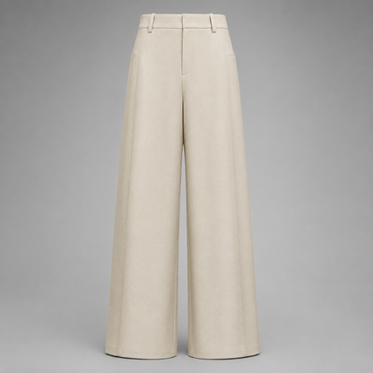 Women's Loose Fit Wide Leg Pants – Pleated Design in Lightweight Fabric
