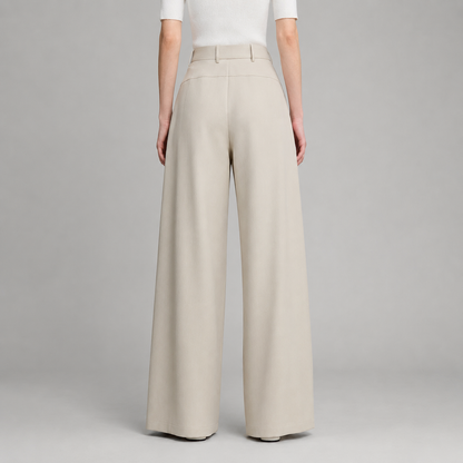 Women's Loose Fit Wide Leg Pants – Pleated Design in Lightweight Fabric