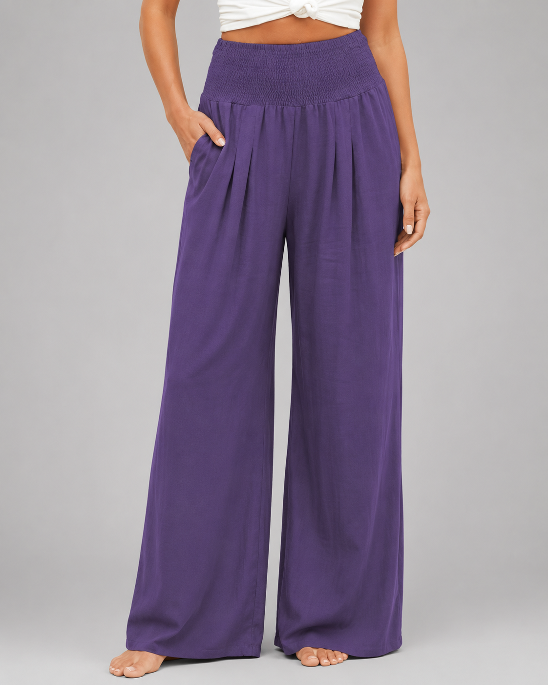 Women's Lightweight Wide Leg Pants – High Elastic Waist, Loose Fit