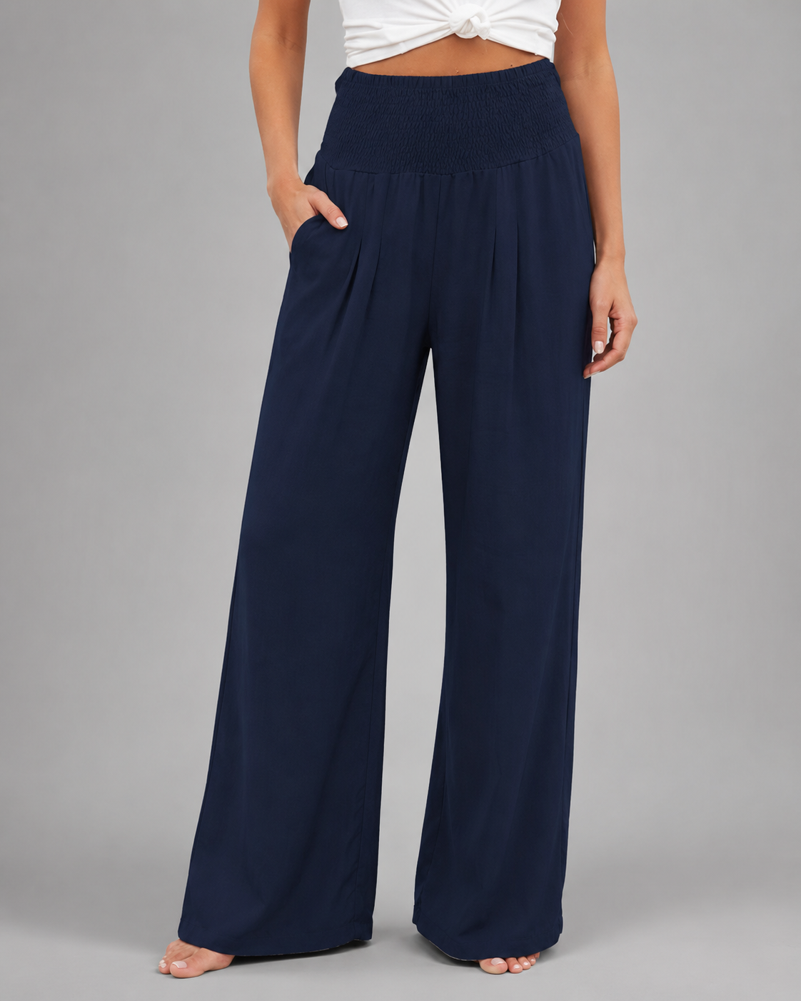 Women's Lightweight Wide Leg Pants – High Elastic Waist, Loose Fit