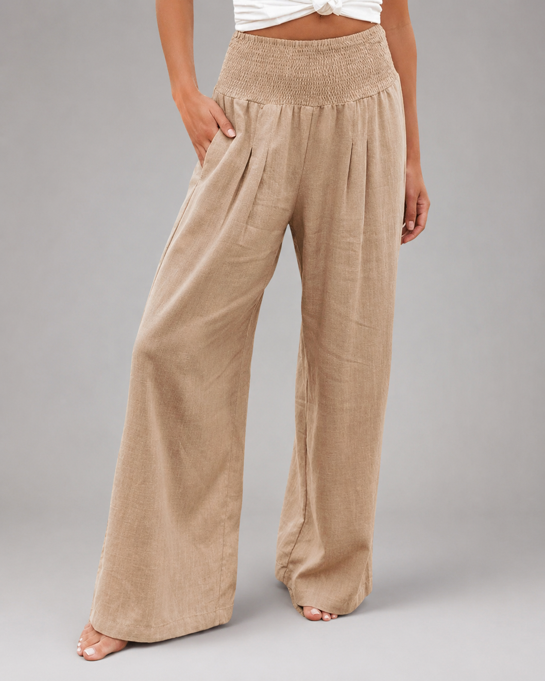 Women's Lightweight Wide Leg Pants – High Elastic Waist, Loose Fit