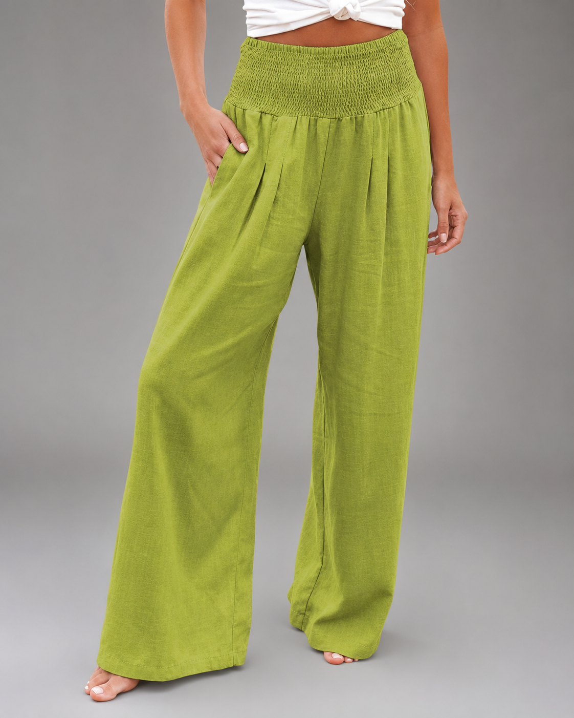 Women's Lightweight Wide Leg Pants – High Elastic Waist, Loose Fit