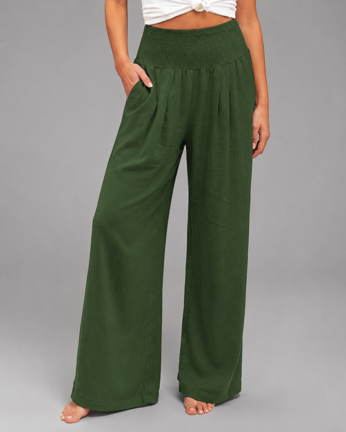 Women's Lightweight Wide Leg Pants – High Elastic Waist, Loose Fit