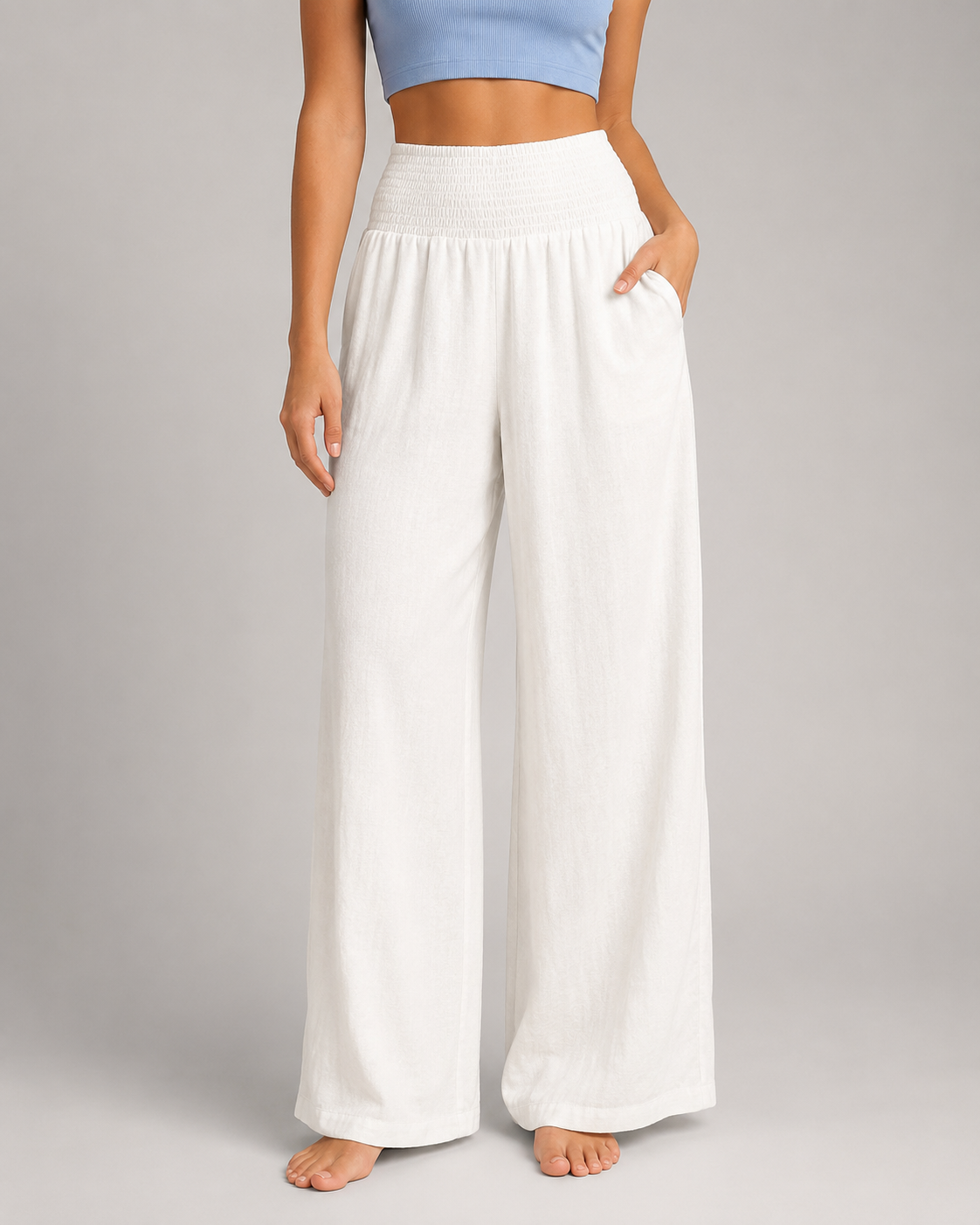 Women's Lightweight Wide Leg Pants – High Elastic Waist, Loose Fit