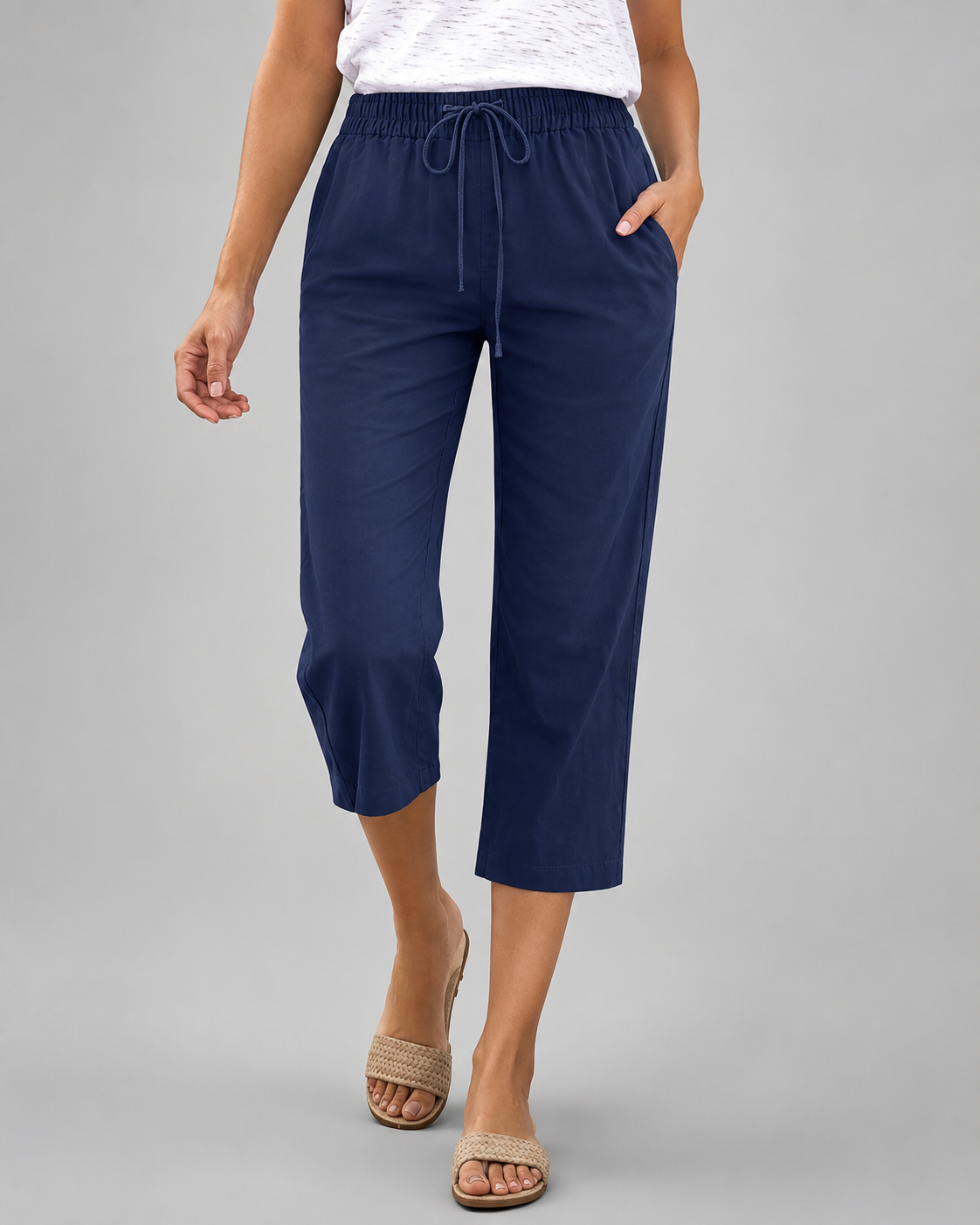 Women's Cotton Linen Pants – Relaxed Fit with Button-Front Design