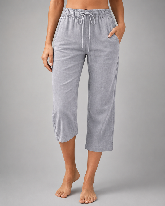 Women's Cotton Linen Pants – Relaxed Fit with Button-Front Design