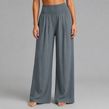 Women's Lightweight Linen Wide Leg Pants – High Elastic Waist