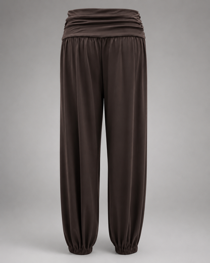 Women's Modal High Waist Harem Jogger Pants – Loose Baggy Fit, Fold Over Design