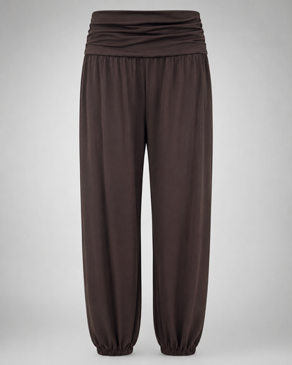 Women's Modal High Waist Harem Jogger Pants – Loose Baggy Fit, Fold Over Design
