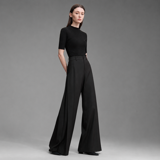 Women's Lightweight Linen Wide Leg Pants – Loose Fit with Pleated Design