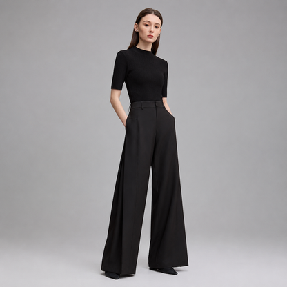 Women's Lightweight Linen Wide Leg Pants – Loose Fit with Pleated Design