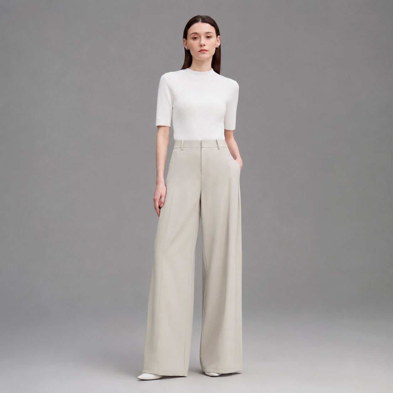 Women's Lightweight Linen Wide Leg Pants – Loose Fit with Pleated Design