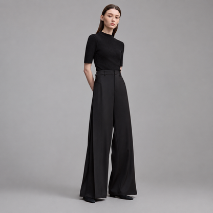 Women's Lightweight Linen Wide Leg Pants – Loose Fit with Pleated Design