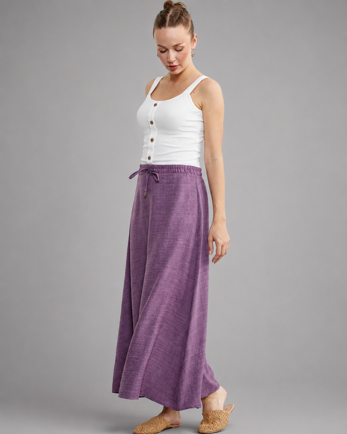 Women's Maxi Skirt – Elasticated Waist with A-Cut Design