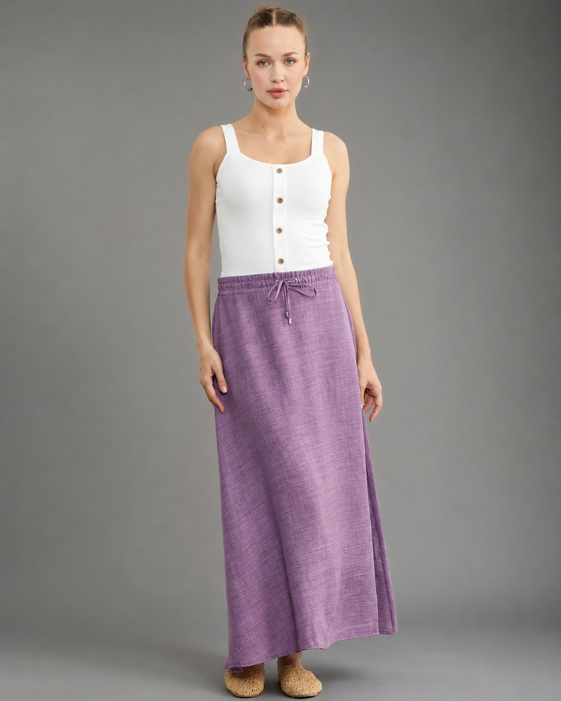 Women's Maxi Skirt – Elasticated Waist with A-Cut Design