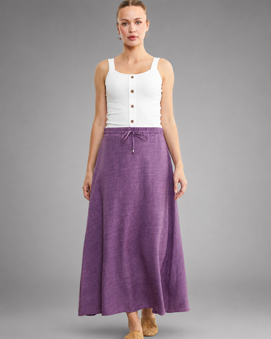 Women's Maxi Skirt – Elasticated Waist with A-Cut Design