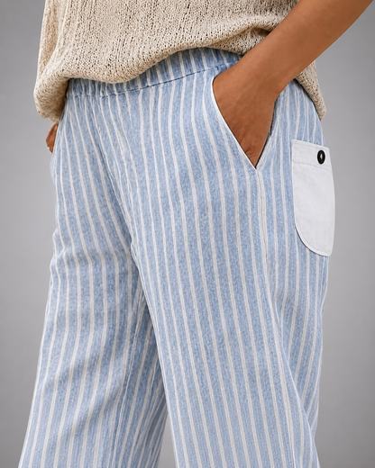 Women's Cotton Blend Capri Pants – Relaxed Fit with Elastic Waistband and Side Pockets
